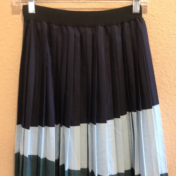Motoreta Florence Pleated Maxi Skirt Elastic Band Color Block Blue Green Size Sm - Picture 9 of 16